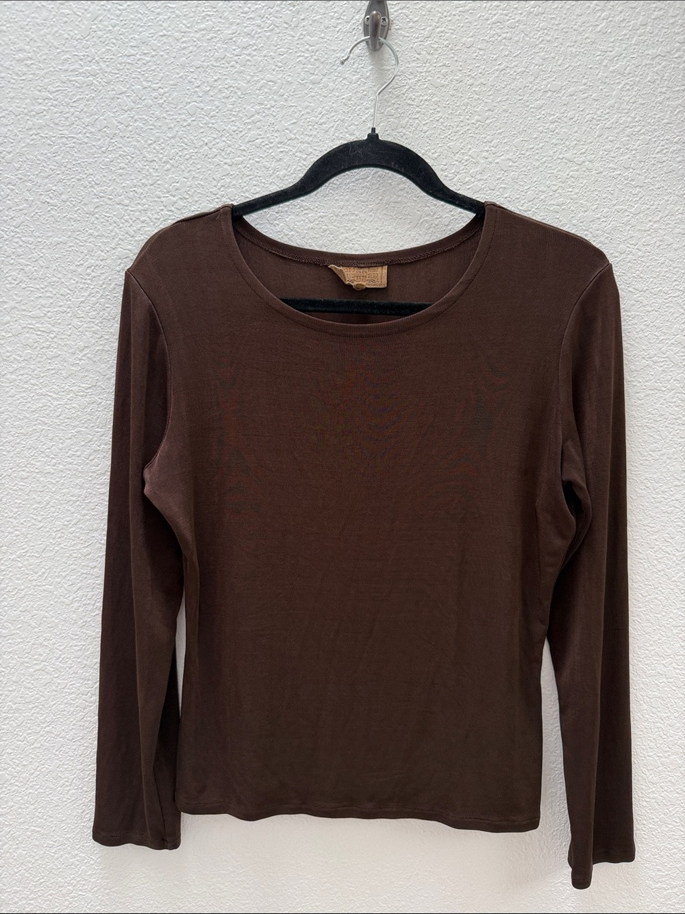 Double D Ranch Women's Long-Sleeve Crewneck Top in Chocolate Brown